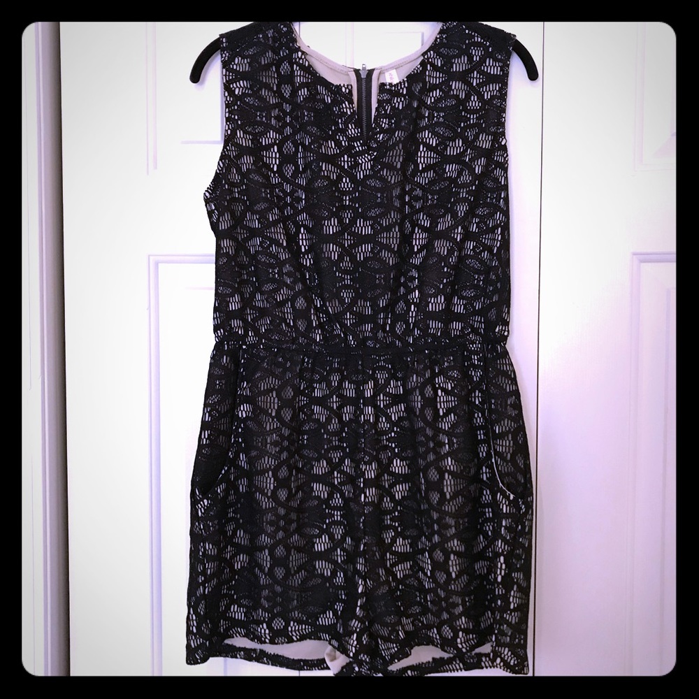 NWOT Black lace romper